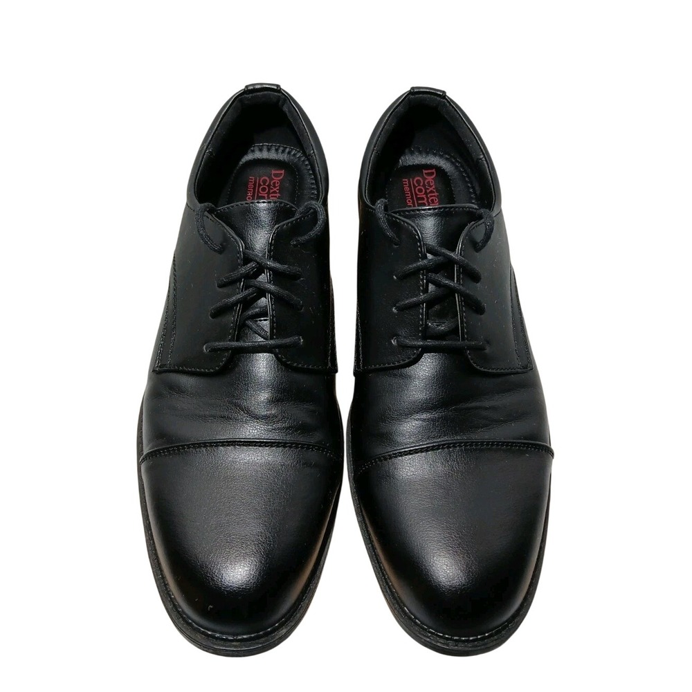 Dexter Comfort Mens Black Cap Toe Memory Foam Lace Up Oxford Dress Shoes